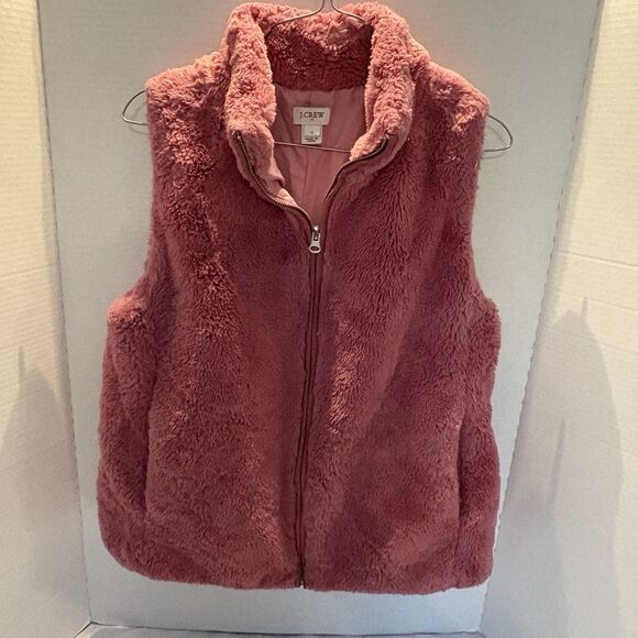 J.CREW Jackets & Blazers - J. Crew Factory Women's Plush Faux Fur Full Zip Vest Guava Berry Small